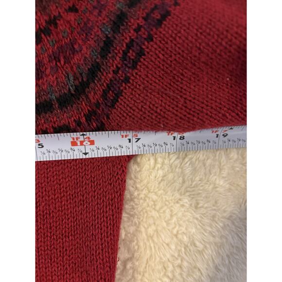 Eddie Bauer Womens SZ Med Red Button Up Cardigan Sweater Nordic Fair Isle - Picture 5 of 7